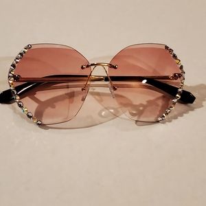 Women's Rimless Rhinestone Sunglasses